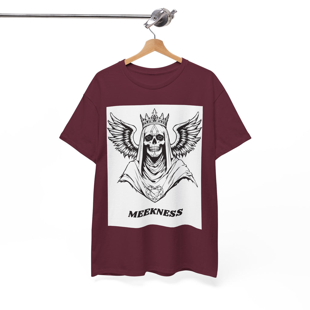 Skull Crown Wings Cotton Tee Shirt White Background