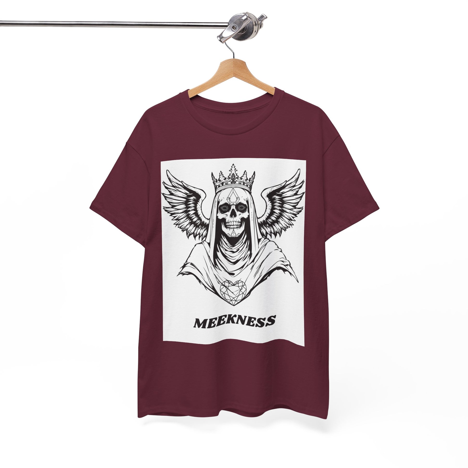 Skull Crown Wings Cotton Tee Shirt White Background