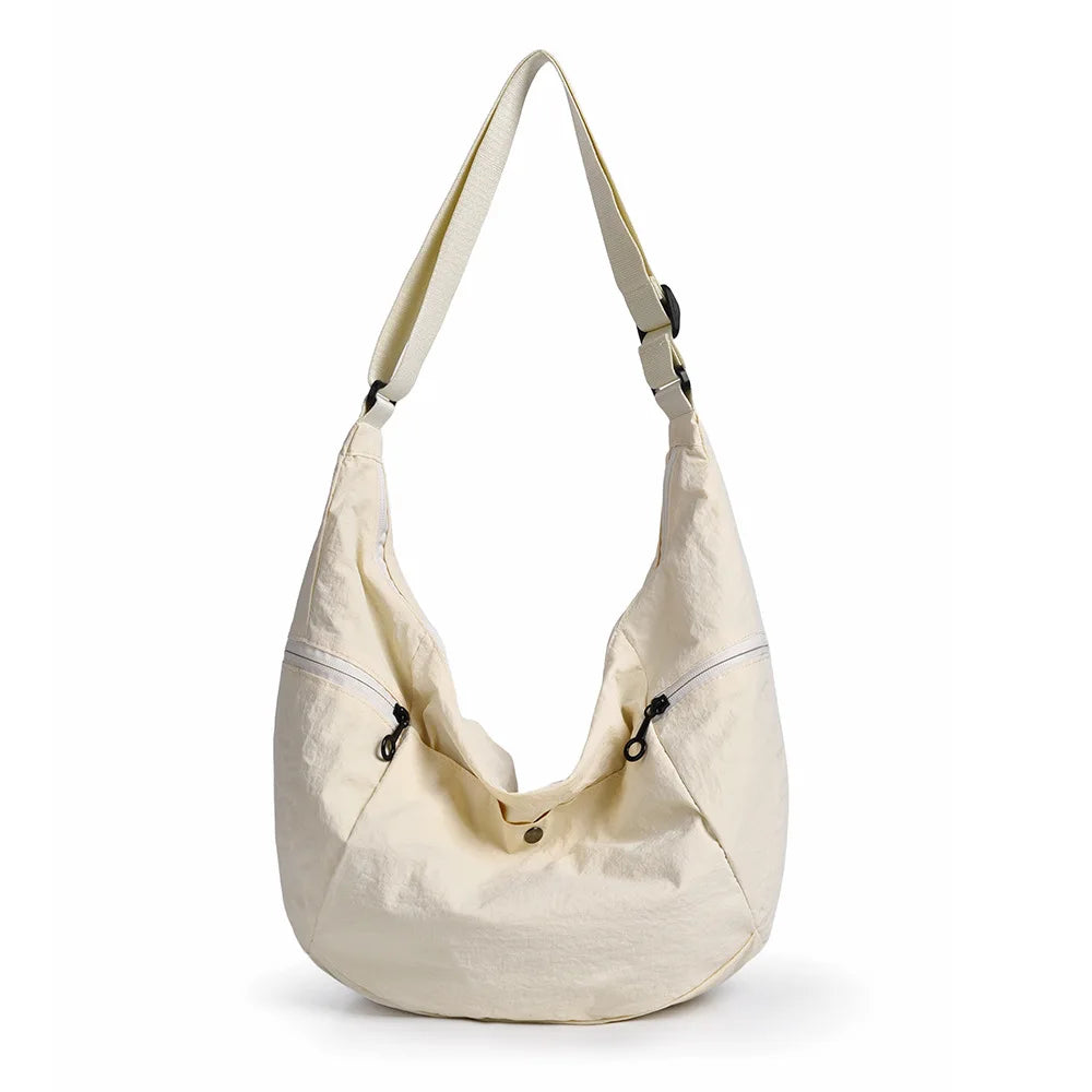 Large-capacity casual dumpling bag, lightweight men's cross-body bag, nylon fabric waterproof women's shoulder bag