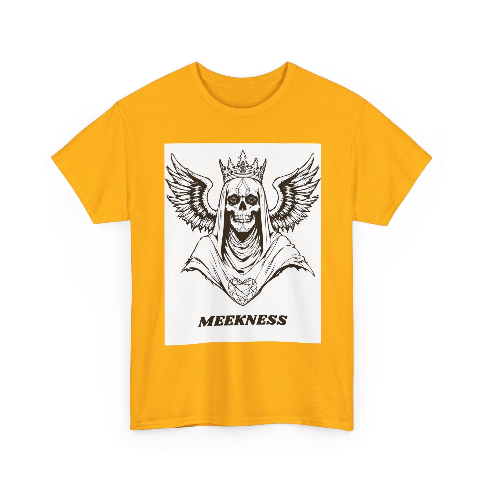 Skull Crown Wings Cotton Tee Shirt White Background
