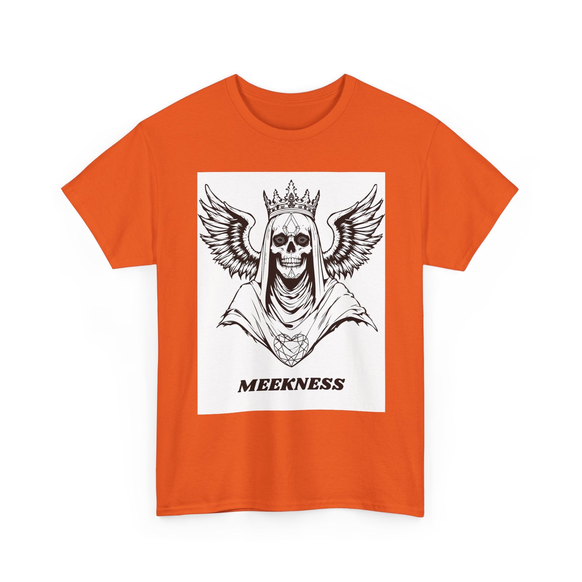 Skull Crown Wings Cotton Tee Shirt White Background