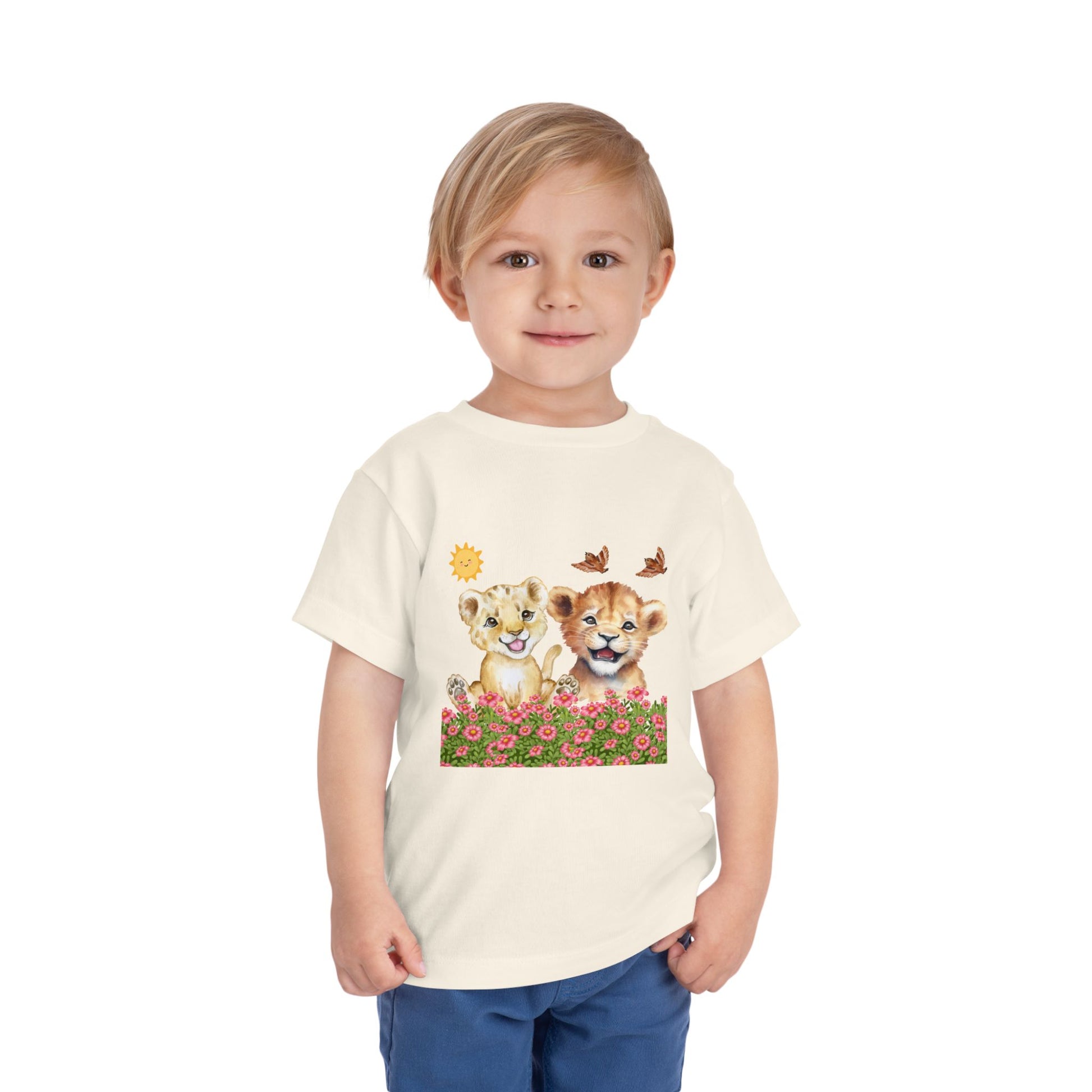 Toddler Short Sleeve Tee Shirt Cubs In Flower Bush
