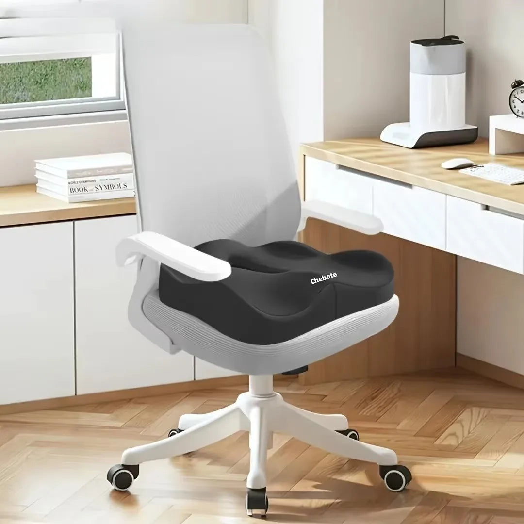 Comfortable 3D Memory Foam Cushion with Washable Polyester Case for Office and Vehicle Seating, Light Green/Grey