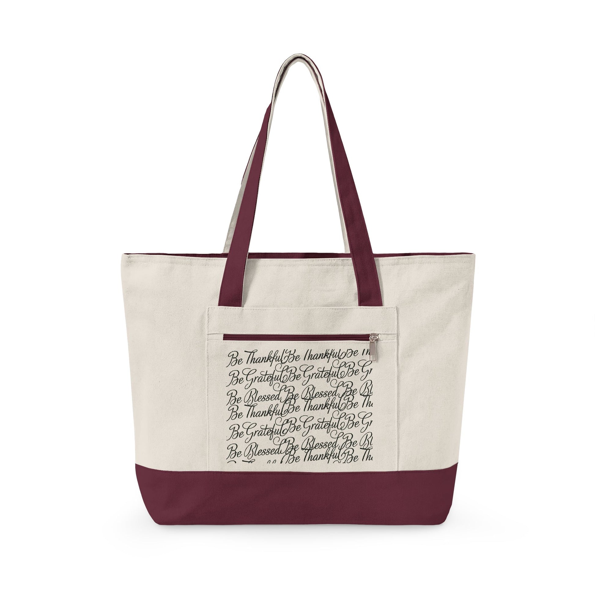 Be Thankful Be Grateful Be Blessed Zippered Canvas Carry Bag