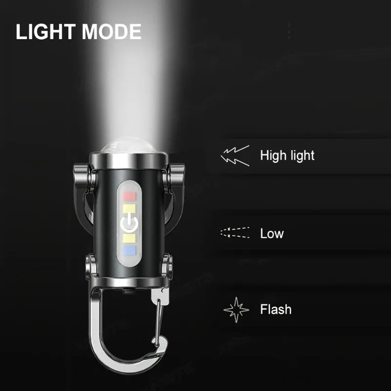 Rechargeable Mini Keychain Light Carabiner Small Pocket Flashlight for Outdoor Hiking Emergency Key Ring