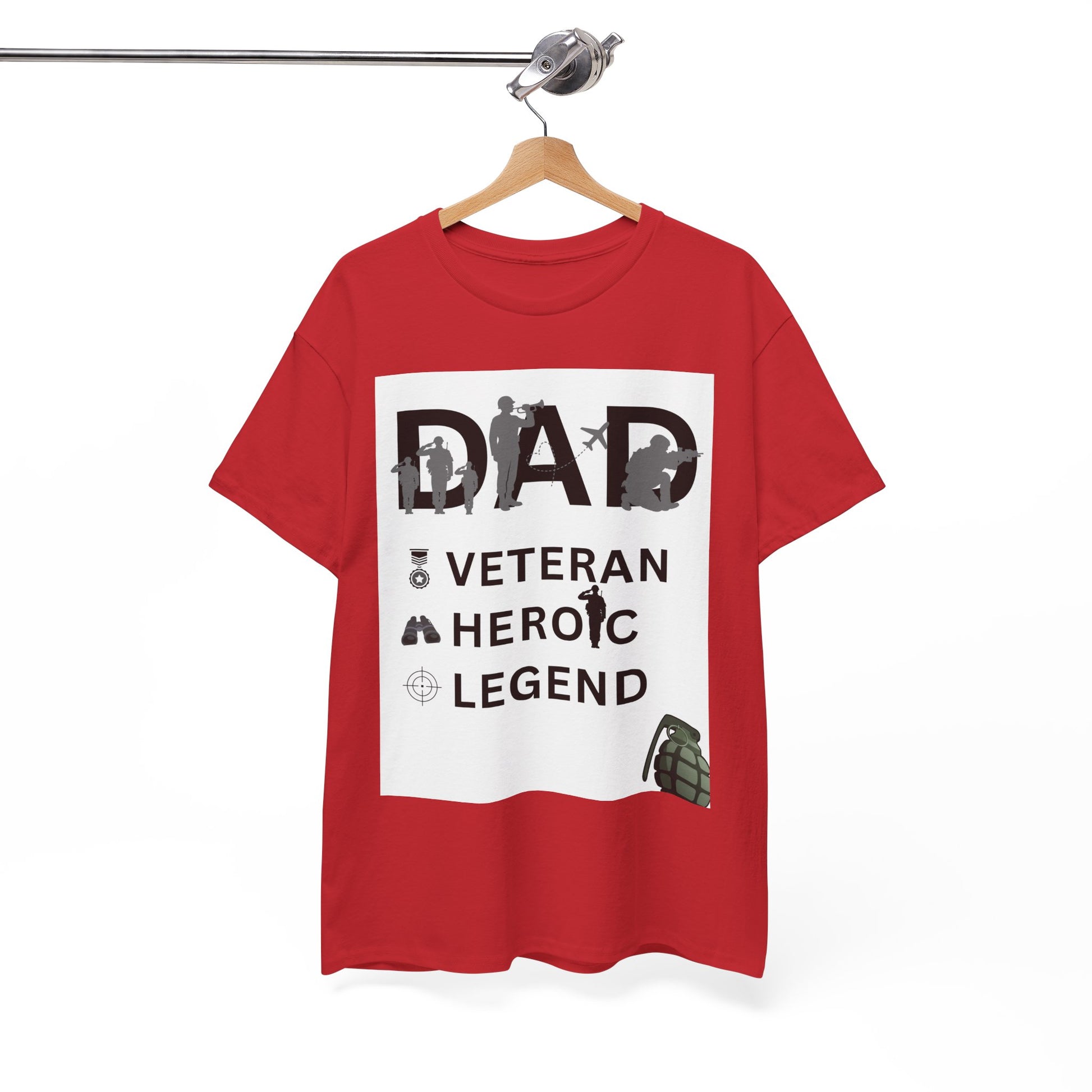 Dad Veteran, Heroic, Legend Tee Shirt White Background