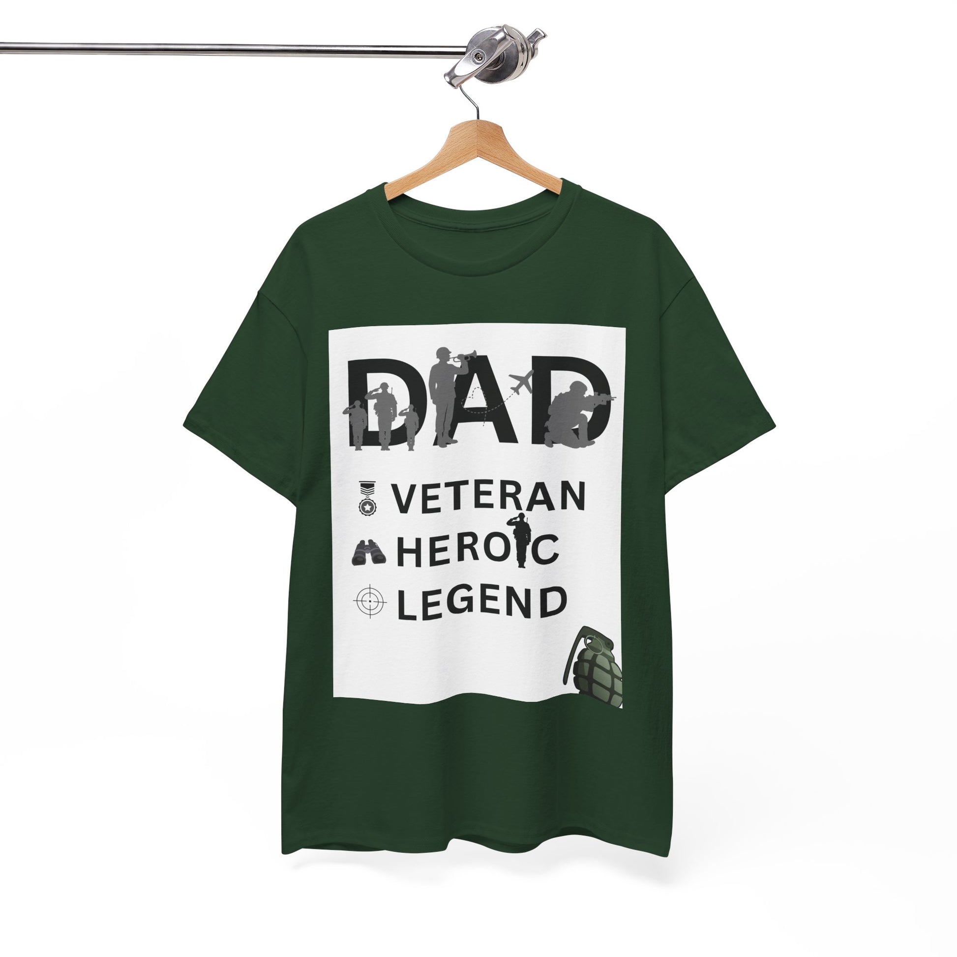 Dad Veteran, Heroic, Legend Tee Shirt White Background