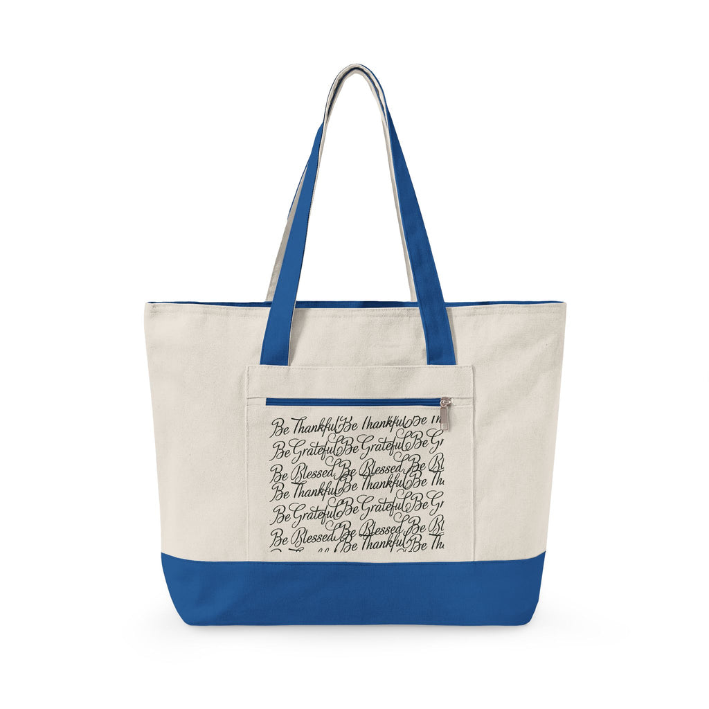 Be Thankful Be Grateful Be Blessed Zippered Canvas Carry Bag