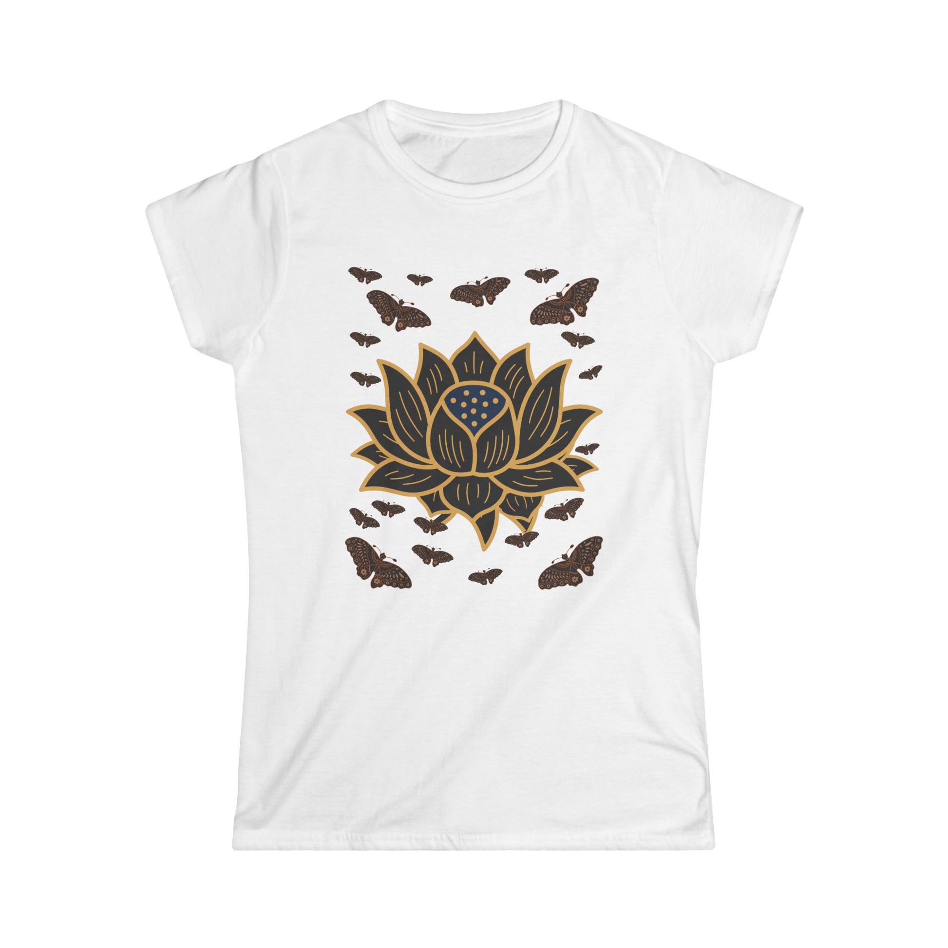 Women's Soft style Tee Shirt Lotus Butterfly