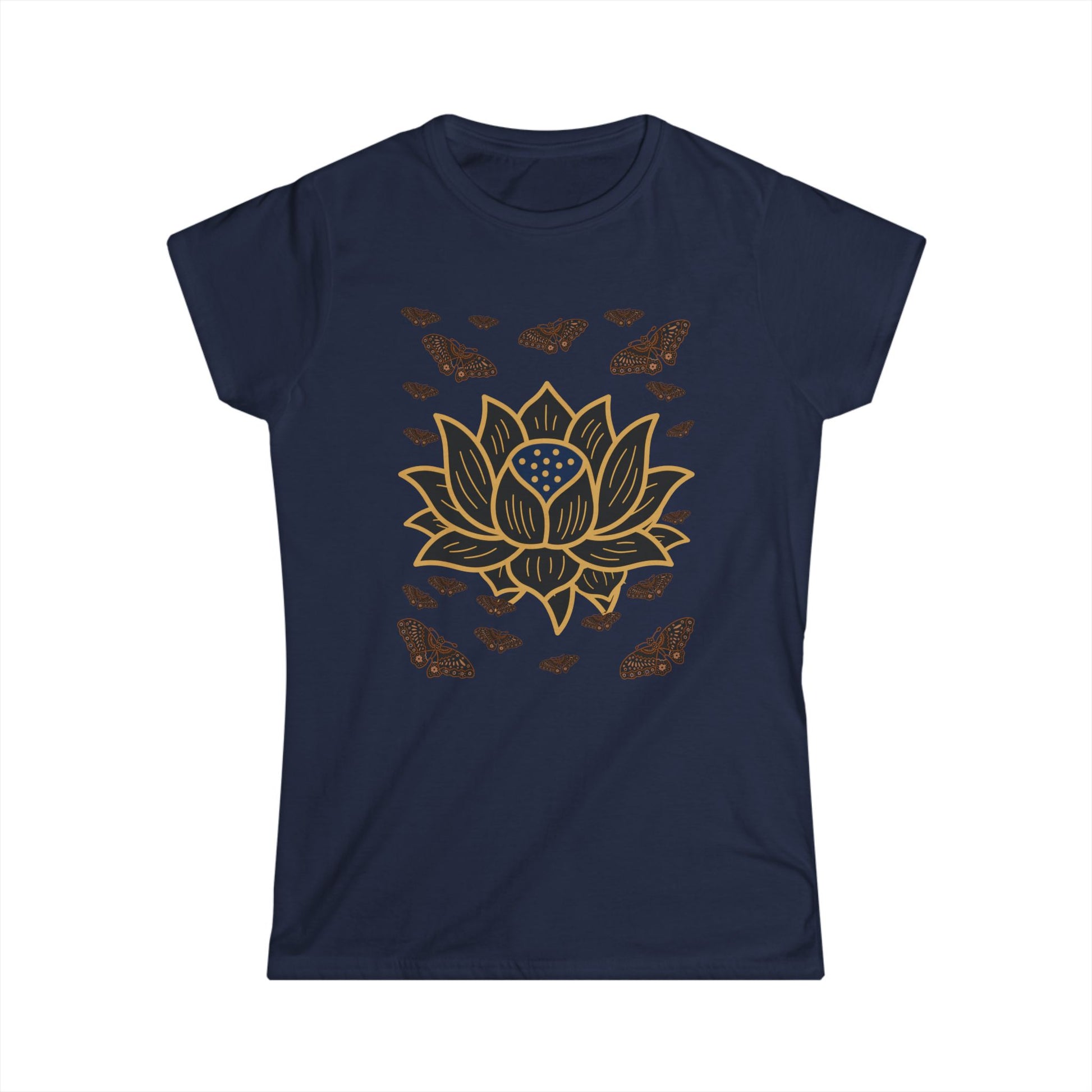 Women's Soft style Tee Shirt Lotus Butterfly