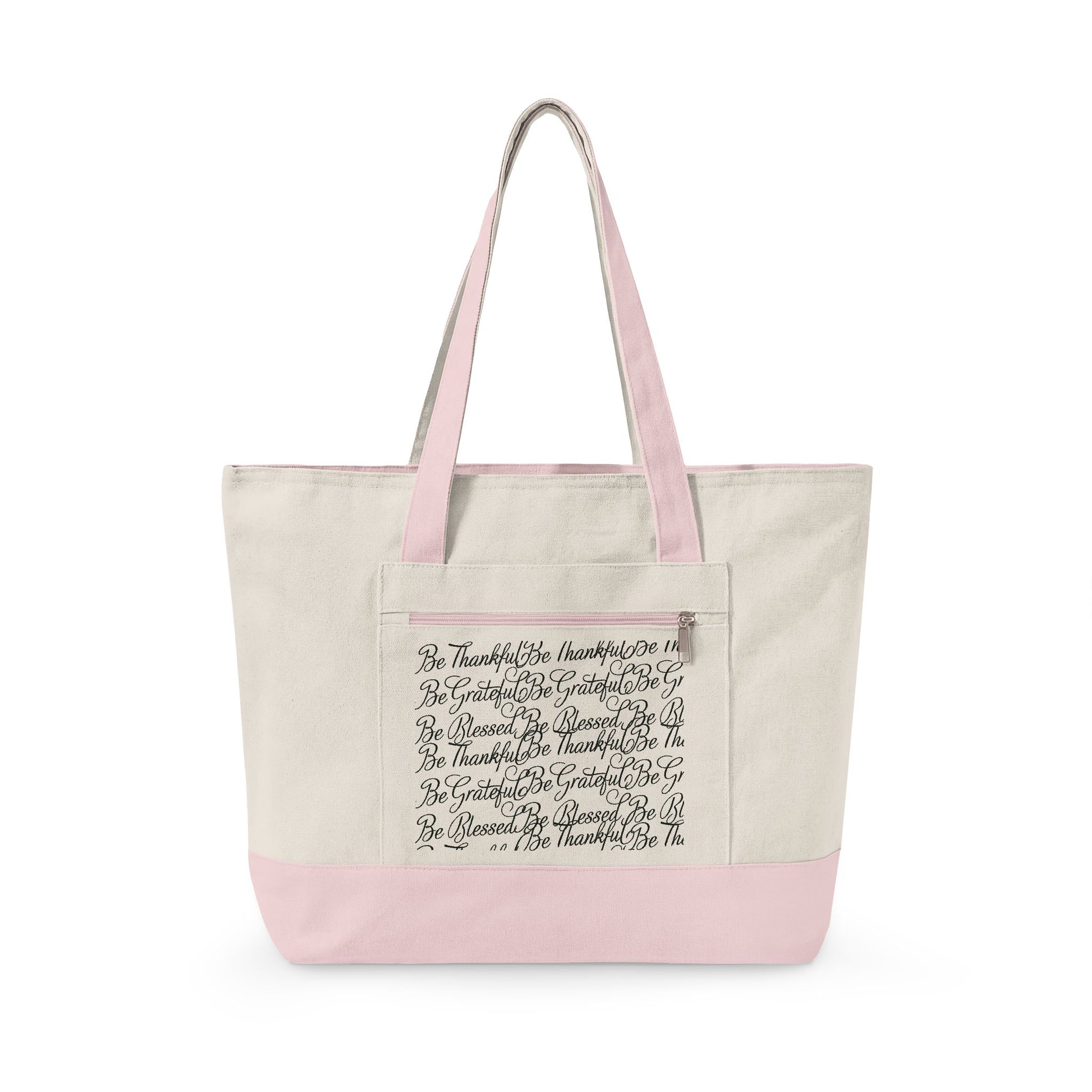 Be Thankful Be Grateful Be Blessed Zippered Canvas Carry Bag