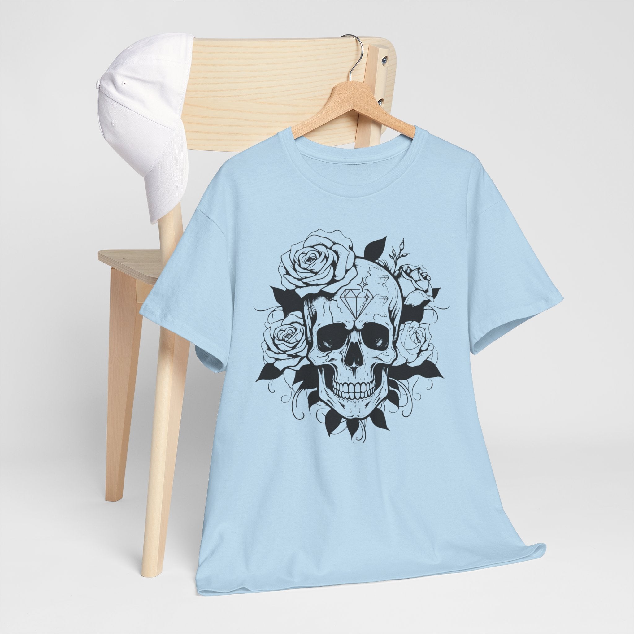 Skull Roses Cotton Tee Shirt
