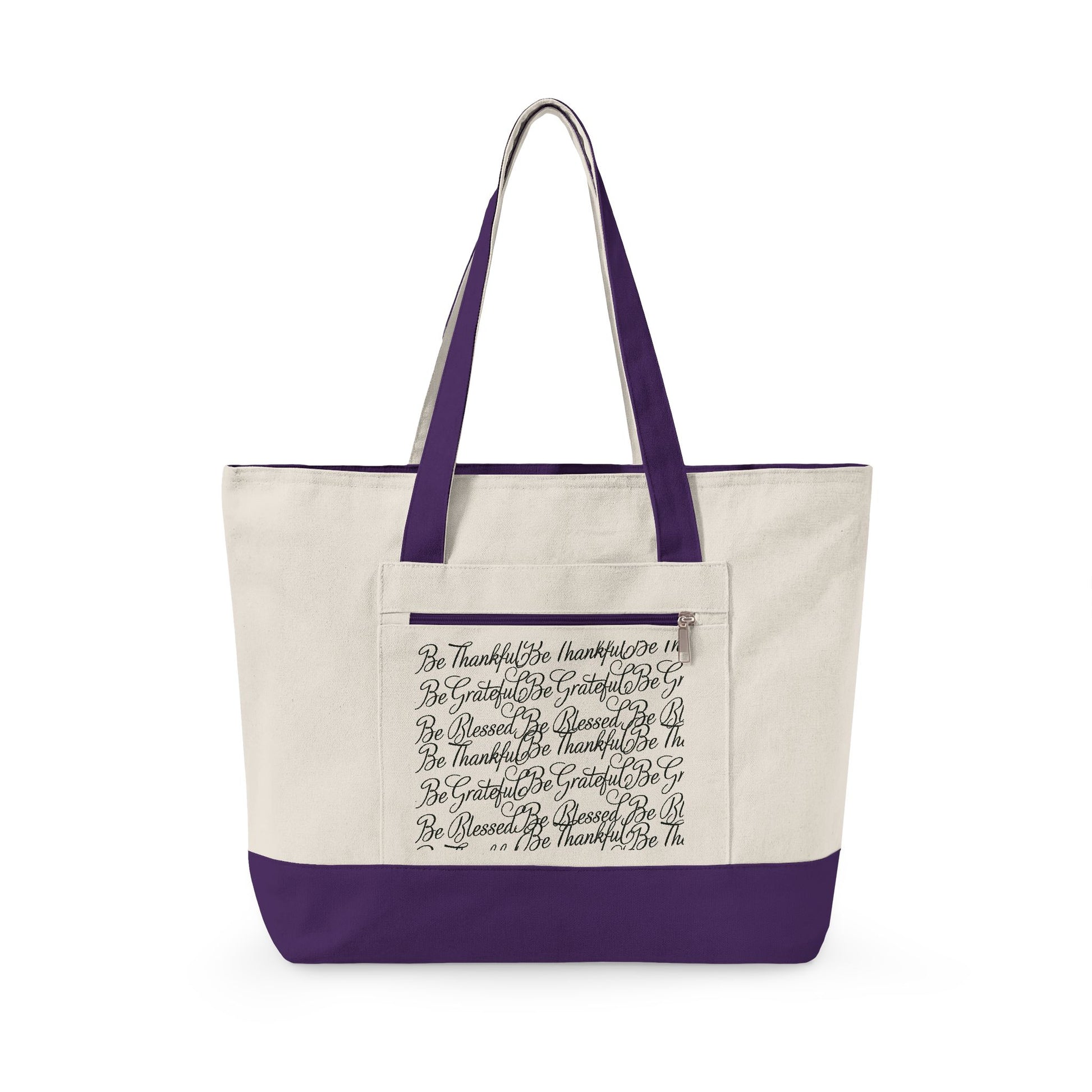 Be Thankful Be Grateful Be Blessed Zippered Canvas Carry Bag
