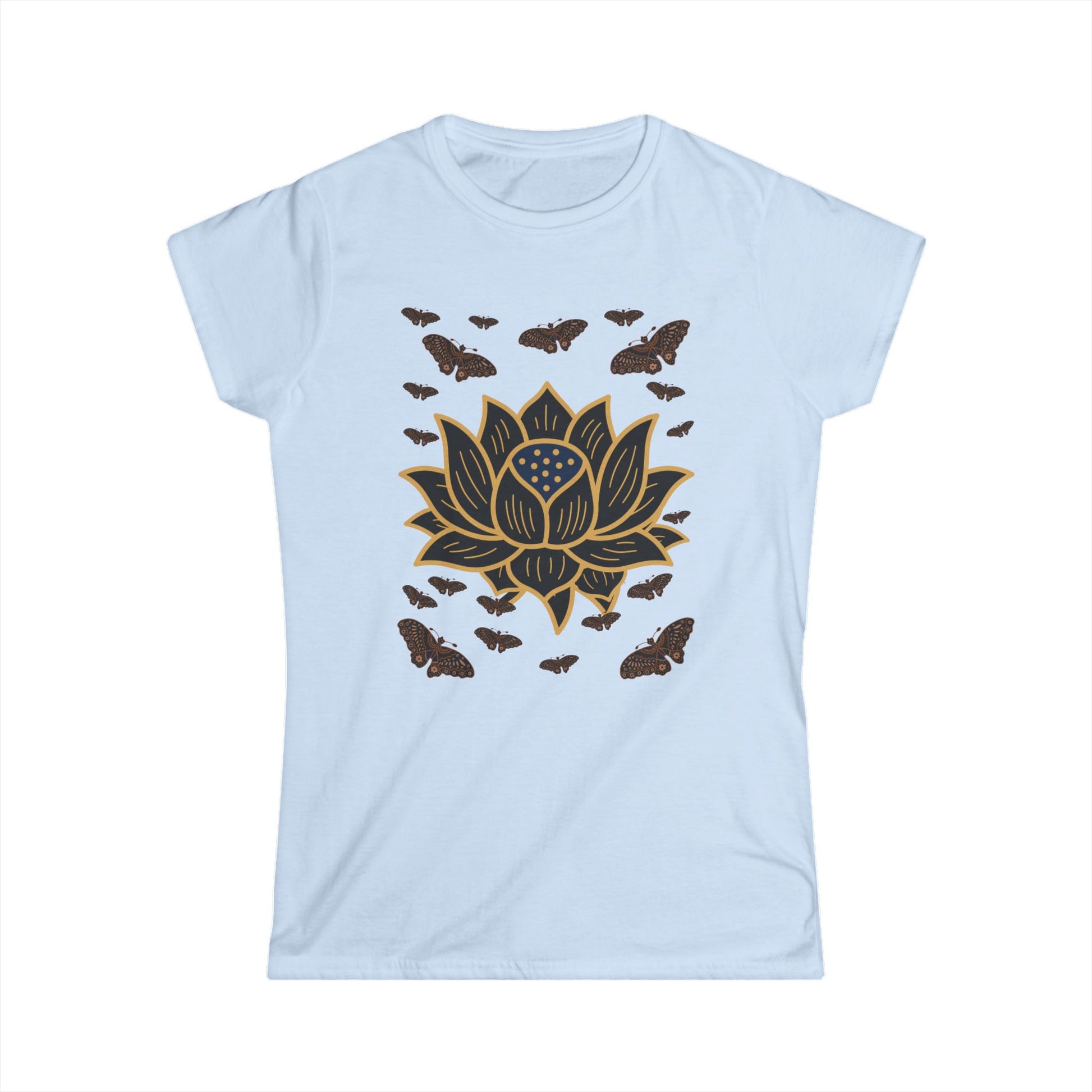 Women's Soft style Tee Shirt Lotus Butterfly