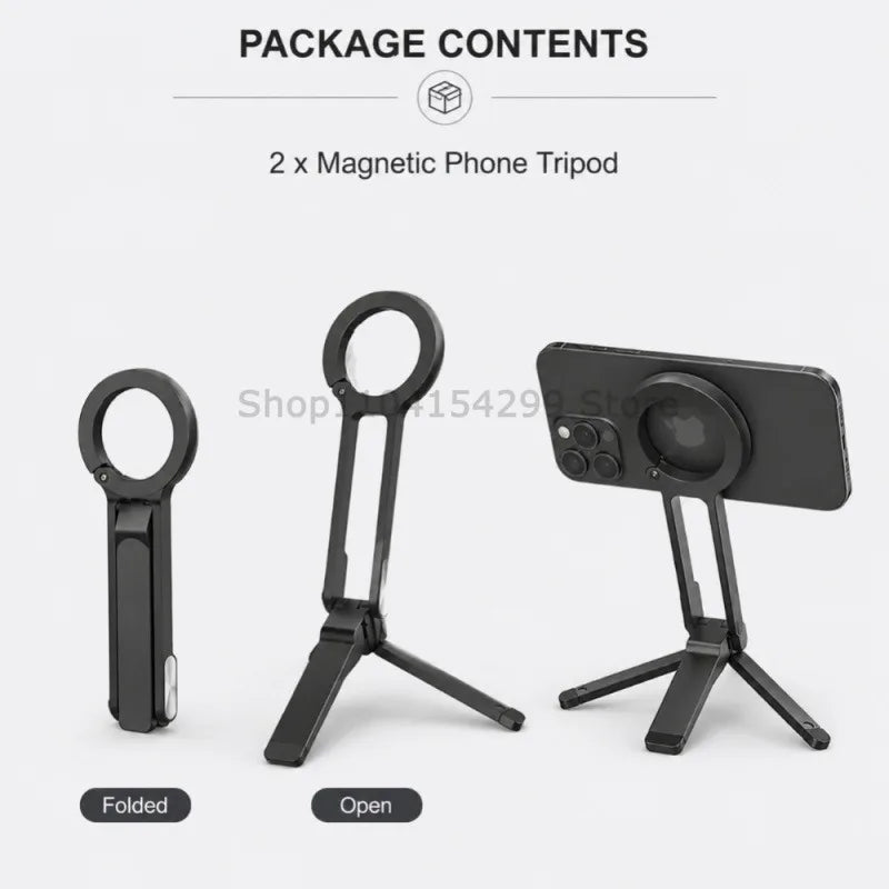 Pocket Magnetic Phone Holder Multifunctional Foldable Tripod Horizontal and Vertical Handheld Photography Live Streaming Stand