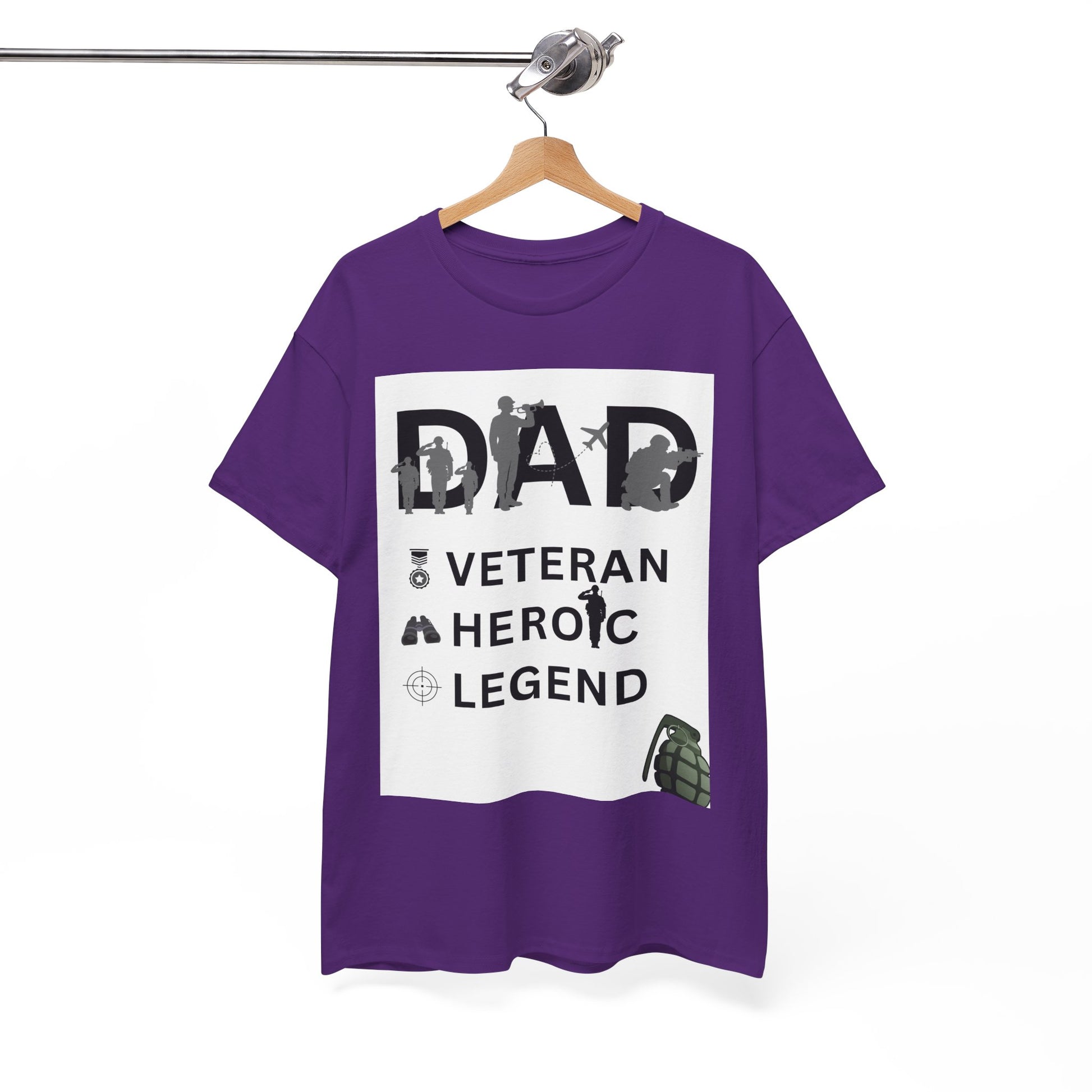 Dad Veteran, Heroic, Legend Tee Shirt White Background