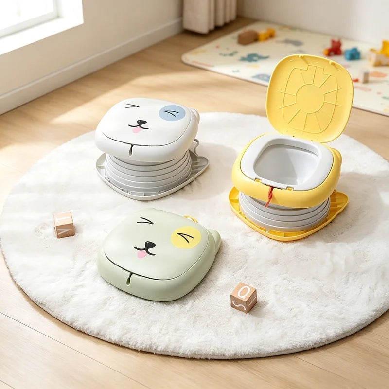 Kids Foldable Training Potty Portable Sealed Odor‑Proof Travel Toilet Leak‑Proof Baby Urinal for Car Outdoor Camping Use Long Distance Travel Potty Chair