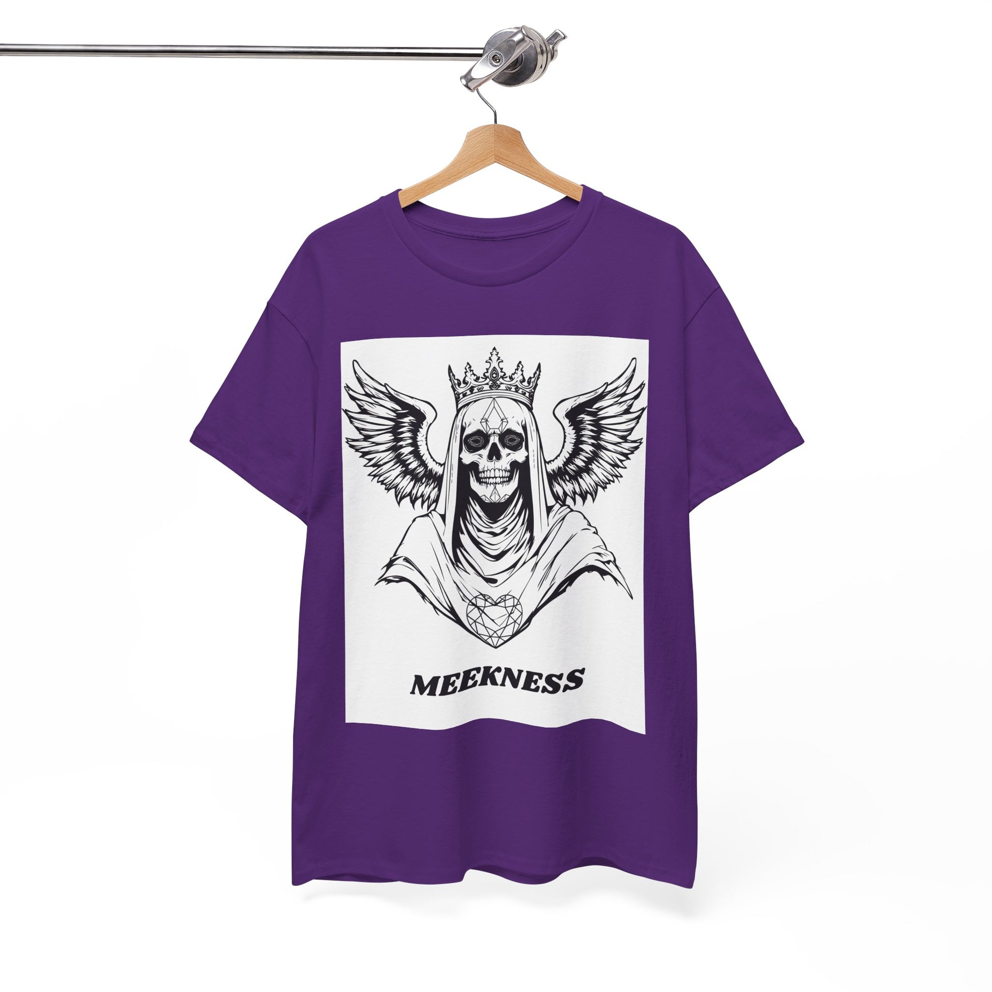 Skull Crown Wings Cotton Tee Shirt White Background