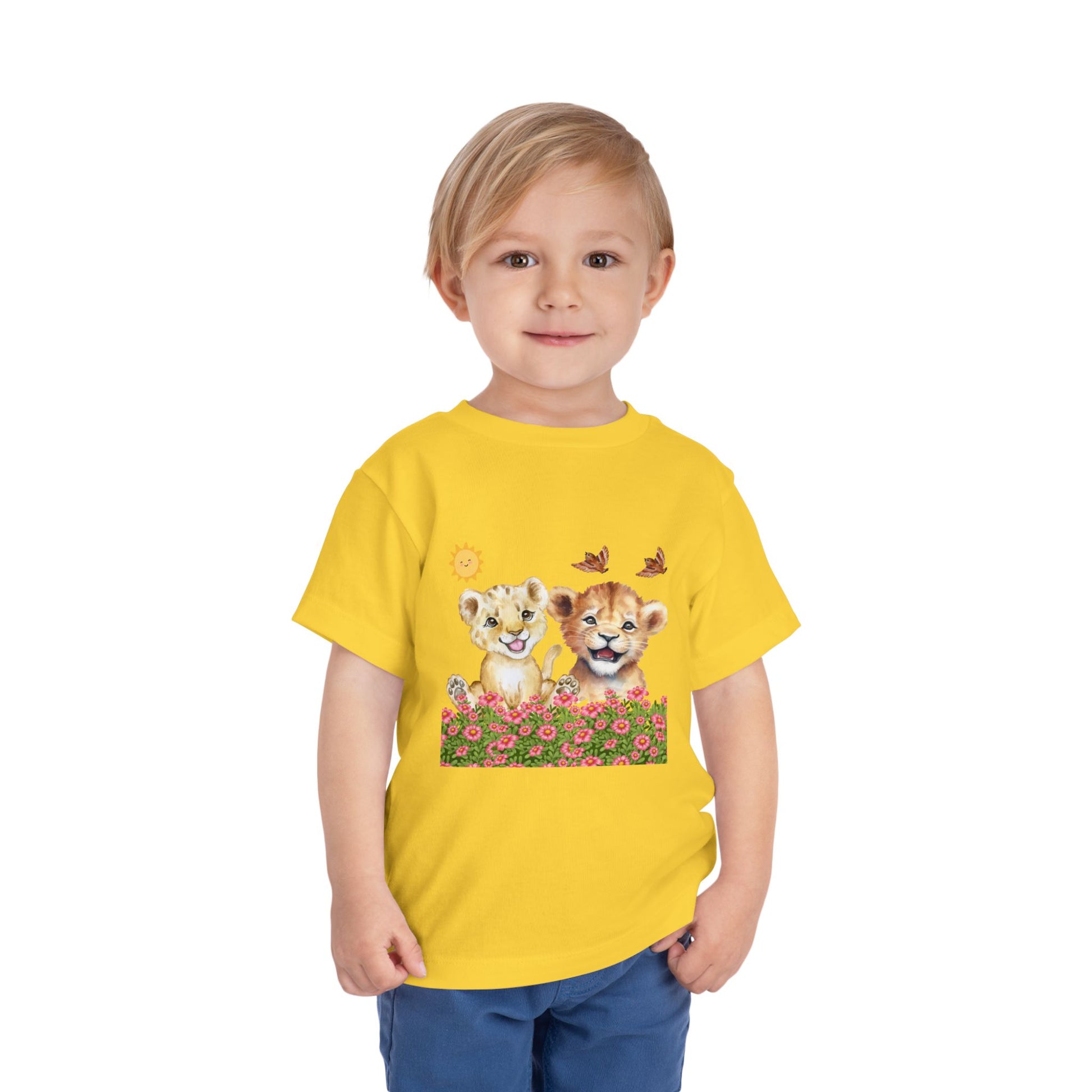 Toddler Short Sleeve Tee Shirt Cubs In Flower Bush