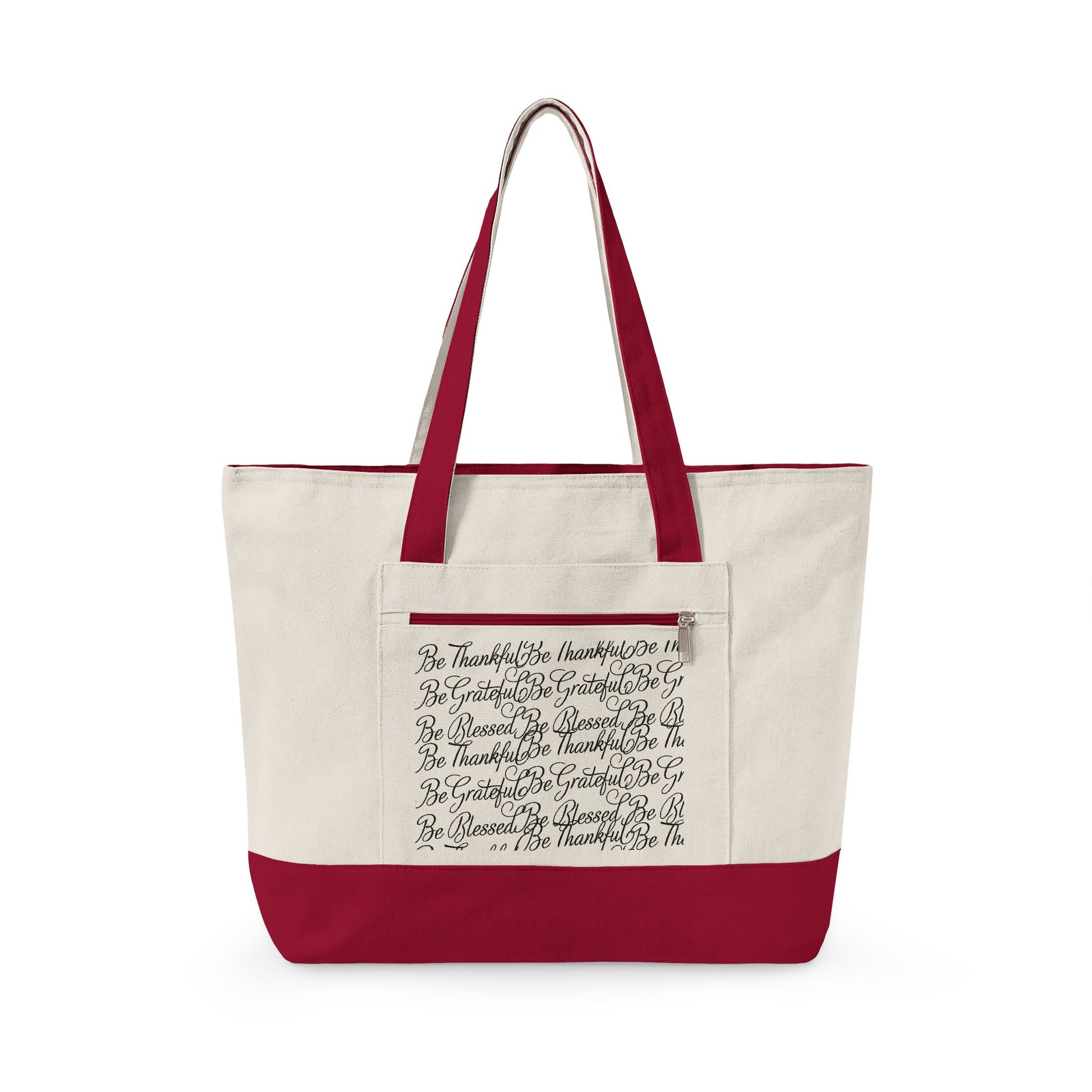 Be Thankful Be Grateful Be Blessed Zippered Canvas Carry Bag