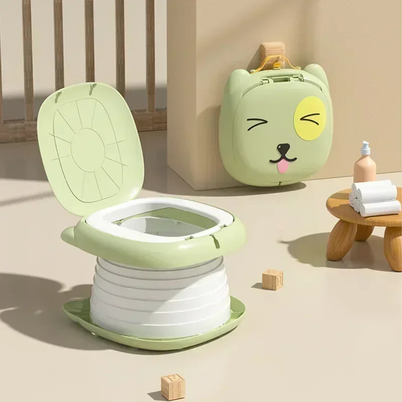 Kids Foldable Training Potty Portable Sealed Odor‑Proof Travel Toilet Leak‑Proof Baby Urinal for Car Outdoor Camping Use Long Distance Travel Potty Chair