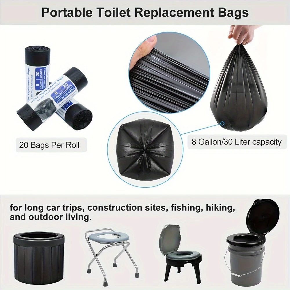 30 Toilet Gel Packs and 20 Garbage Bags - Odorless and Non-Toxic, Suitable for Camping Toilets and Sanitary Garbage Containers
