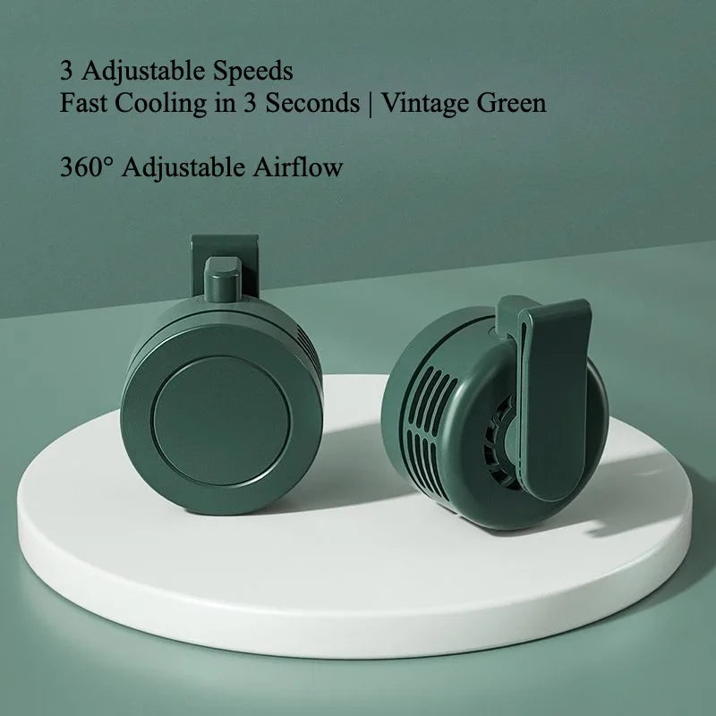 Portable USB Rechargeable Clip Fan, Neck Hanging Waist Clip Mini Fan, Quiet Strong Airflow for Comfortable Travel