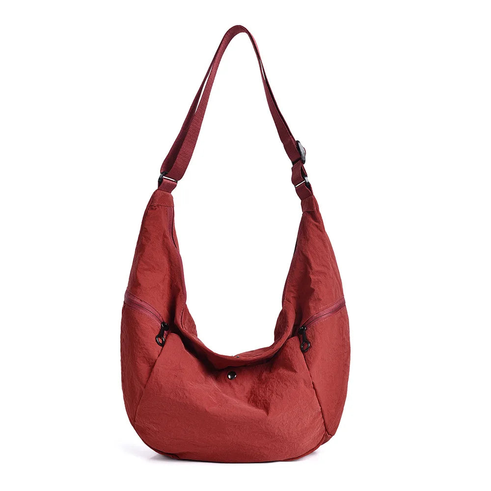 Large-capacity casual dumpling bag, lightweight men's cross-body bag, nylon fabric waterproof women's shoulder bag