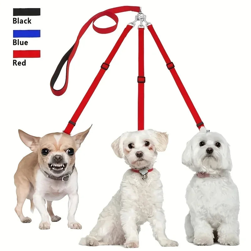 Durable 3-in-1 Nylon Dog Leash with Padded Handle for Outdoor Walking, Car Travel, Hiking and Camping - Three-Way Pet Leash