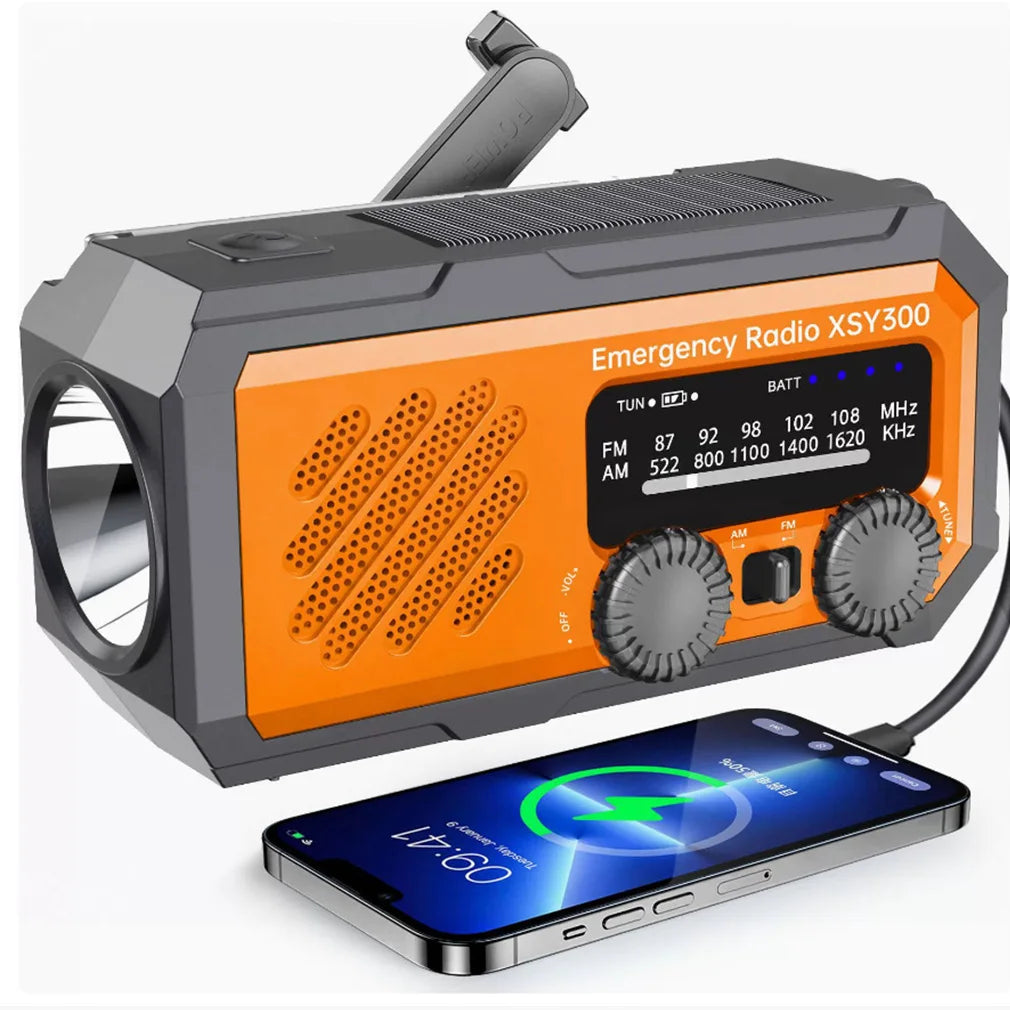 New 2000mAh Emergency Radio Solar Hand Crank Generator Radio with LED Light Weather AM/FM Portable Radio SOS Alarm Power Bank
