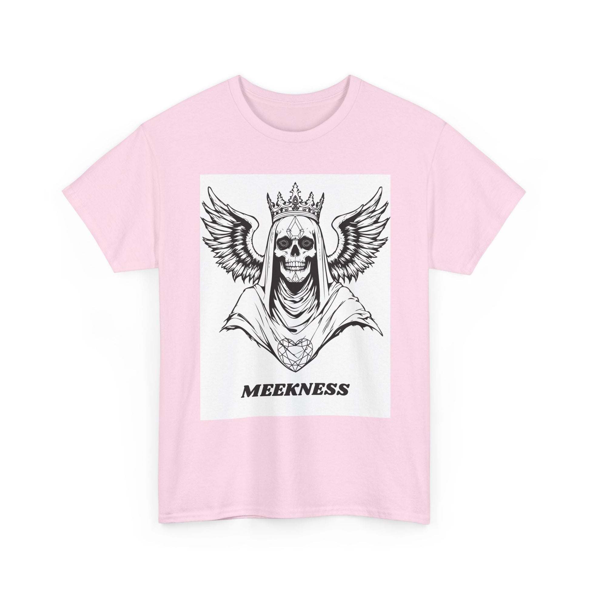 Skull Crown Wings Cotton Tee Shirt White Background