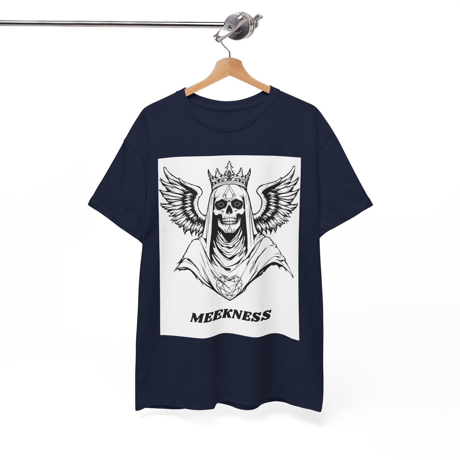 Skull Crown Wings Cotton Tee Shirt White Background