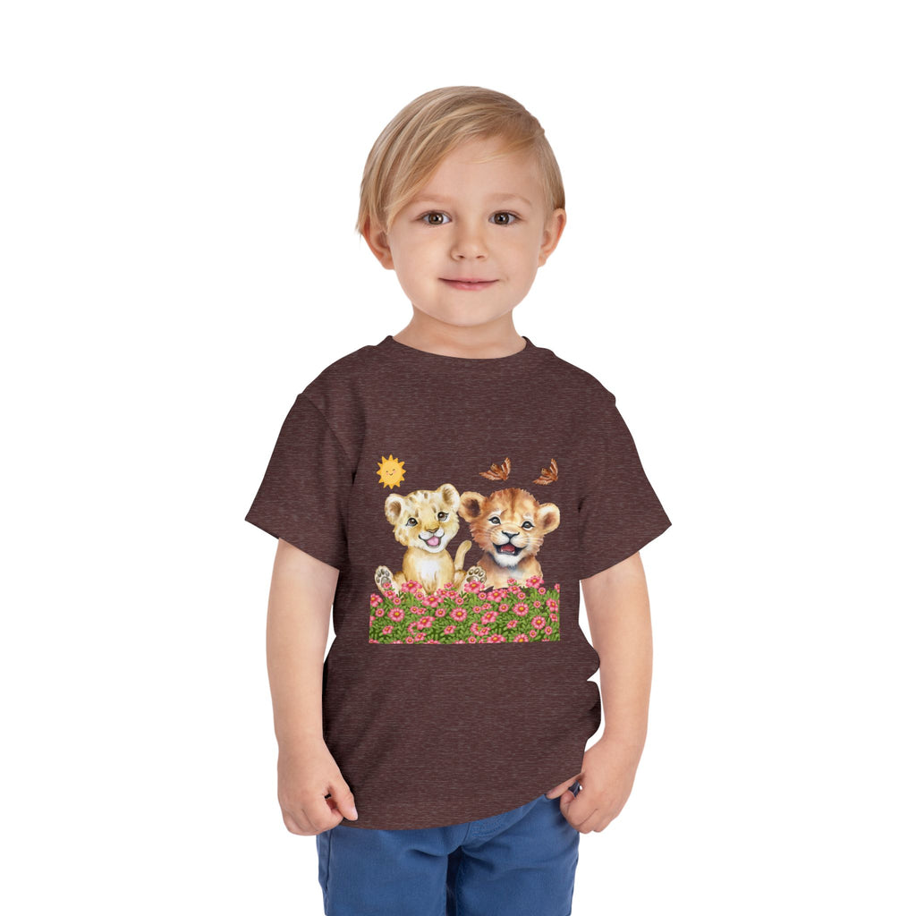 Toddler Short Sleeve Tee Shirt Cubs In Flower Bush