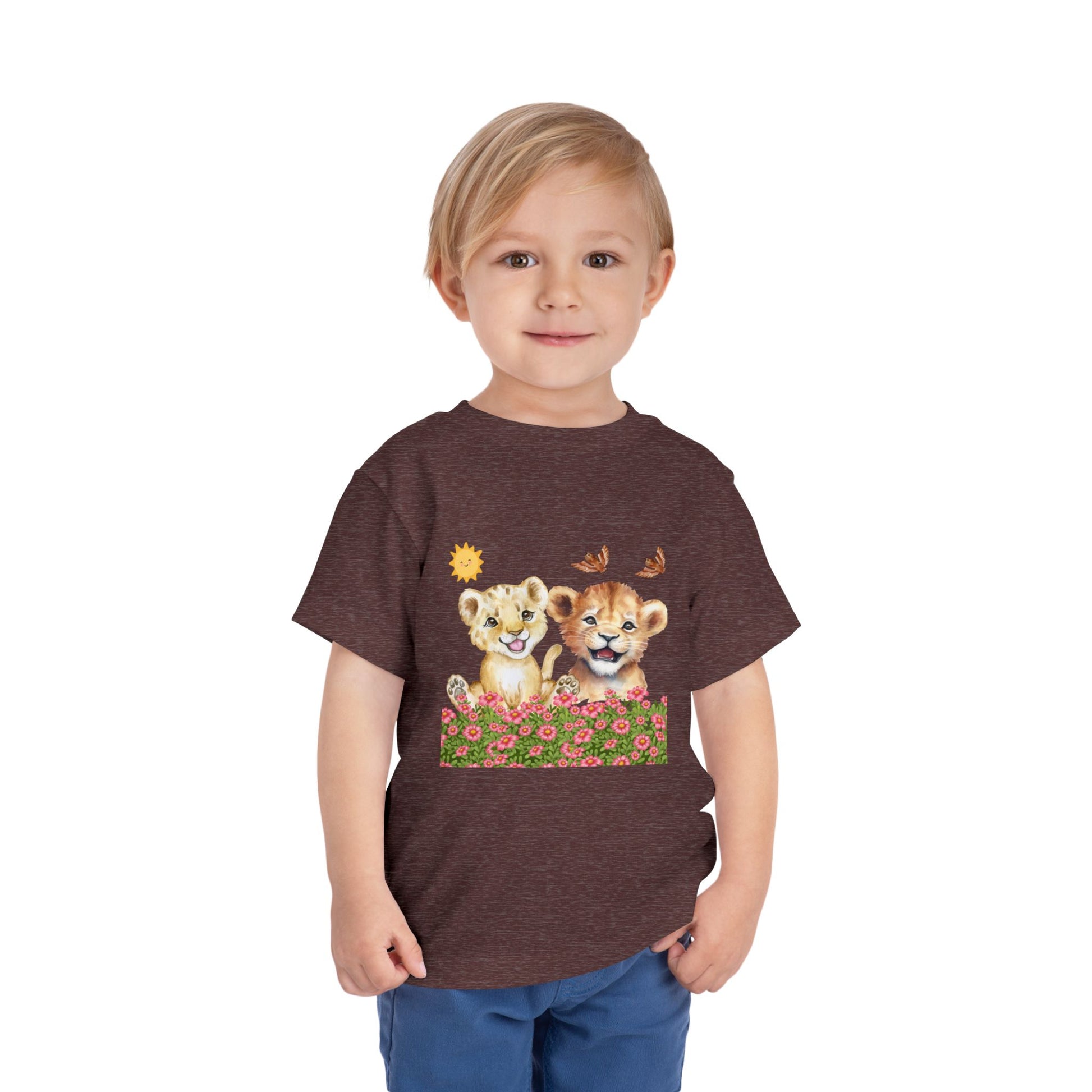Toddler Short Sleeve Tee Shirt Cubs In Flower Bush