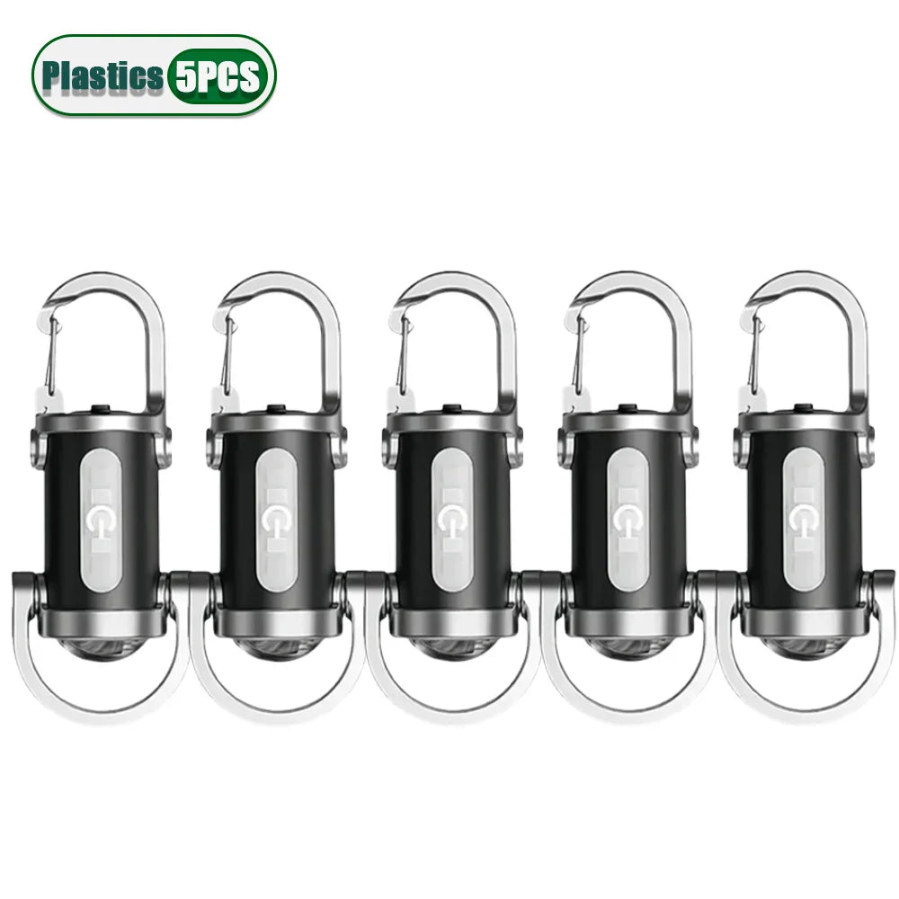 Rechargeable Mini Keychain Light Carabiner Small Pocket Flashlight for Outdoor Hiking Emergency Key Ring