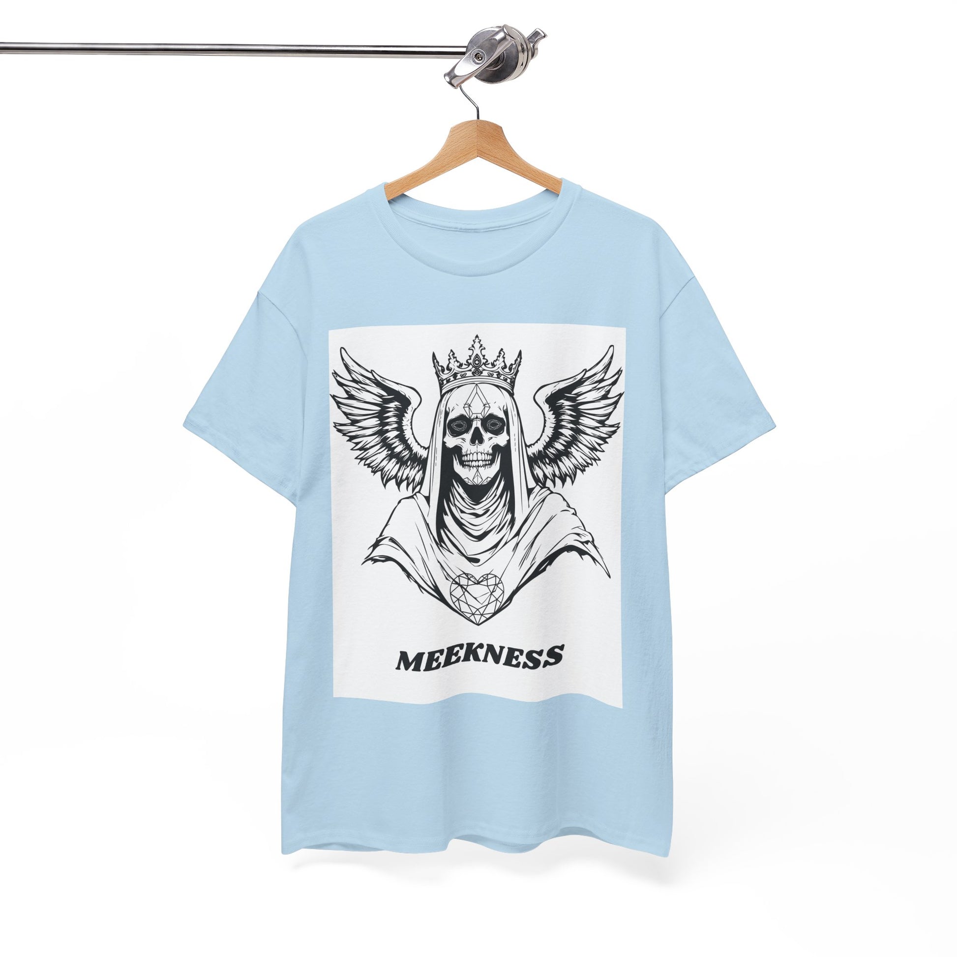 Skull Crown Wings Cotton Tee Shirt White Background