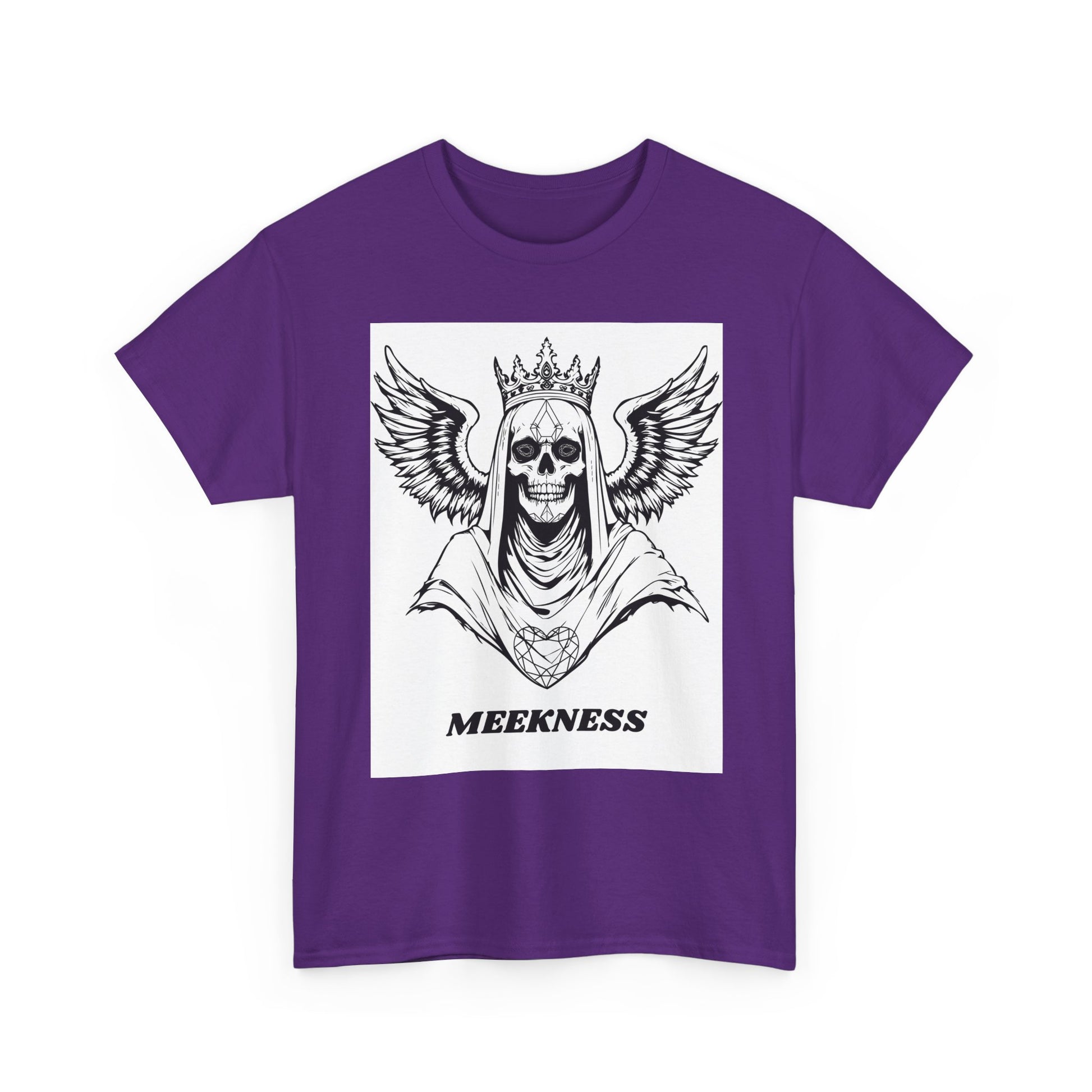 Skull Crown Wings Cotton Tee Shirt White Background