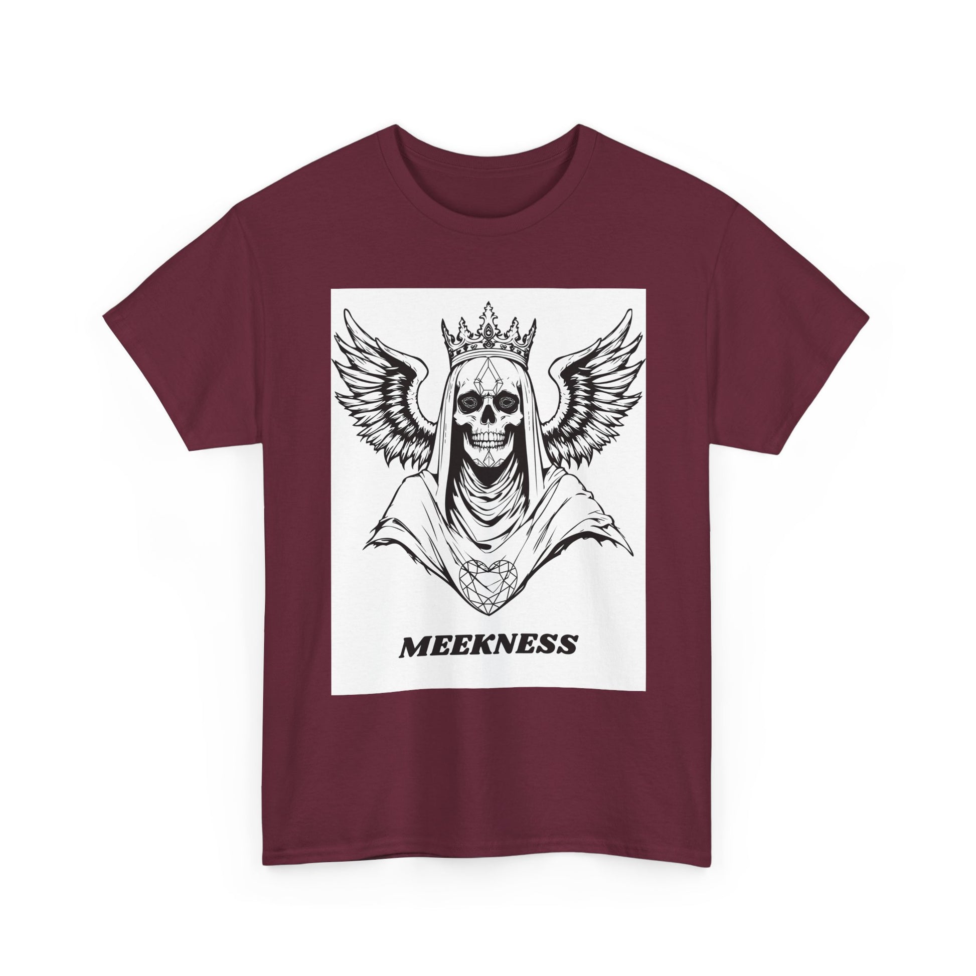 Skull Crown Wings Cotton Tee Shirt White Background