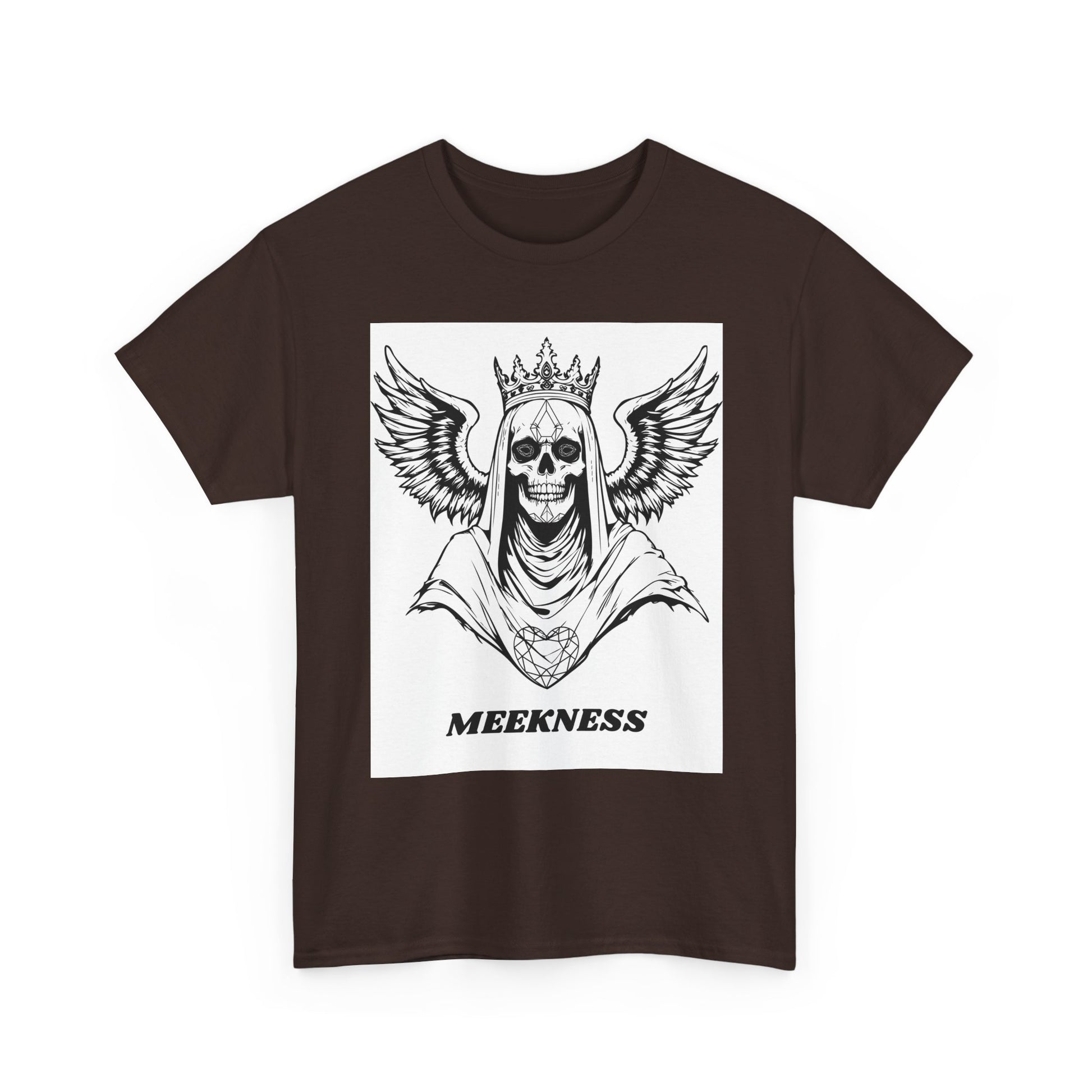 Skull Crown Wings Cotton Tee Shirt White Background