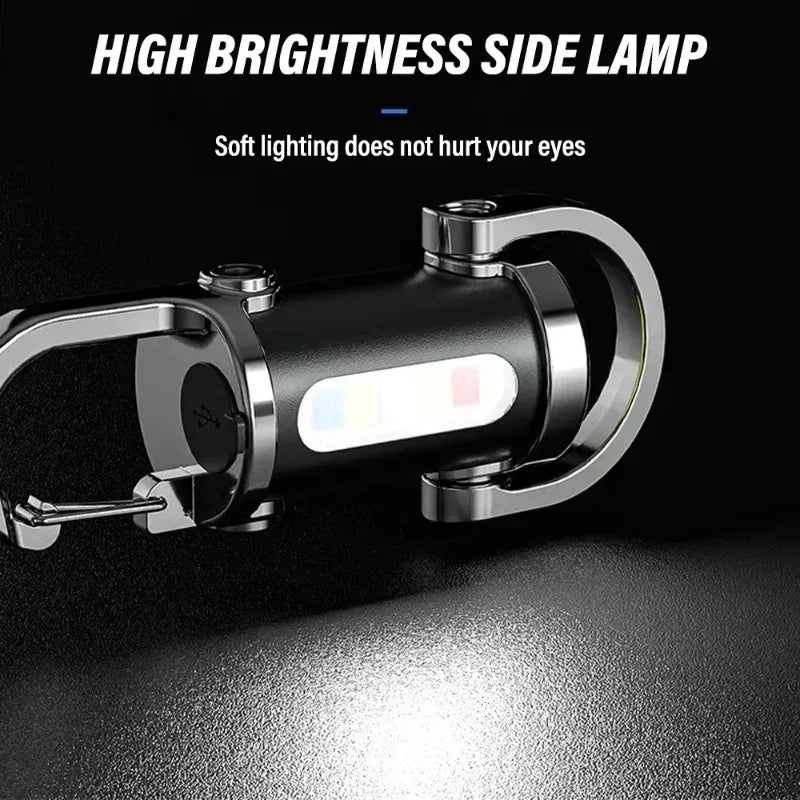 Rechargeable Mini Keychain Light Carabiner Small Pocket Flashlight for Outdoor Hiking Emergency Key Ring