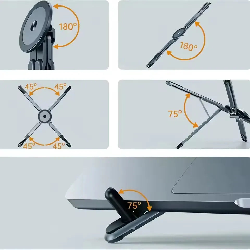 3 in 1 Foldable Magnetic Phone Holder Selfie Stick, Tripod Stand for iPhone, Samsung, iPad, Tablet, or Laptop on Desktop Portable Use