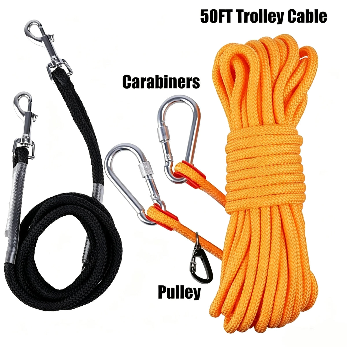 Portable Dog Trolley Cable Heavy Duty Dog Tie Out Overhead System Outdoor Camping Running Lead with Carry Bag for Large Dogs