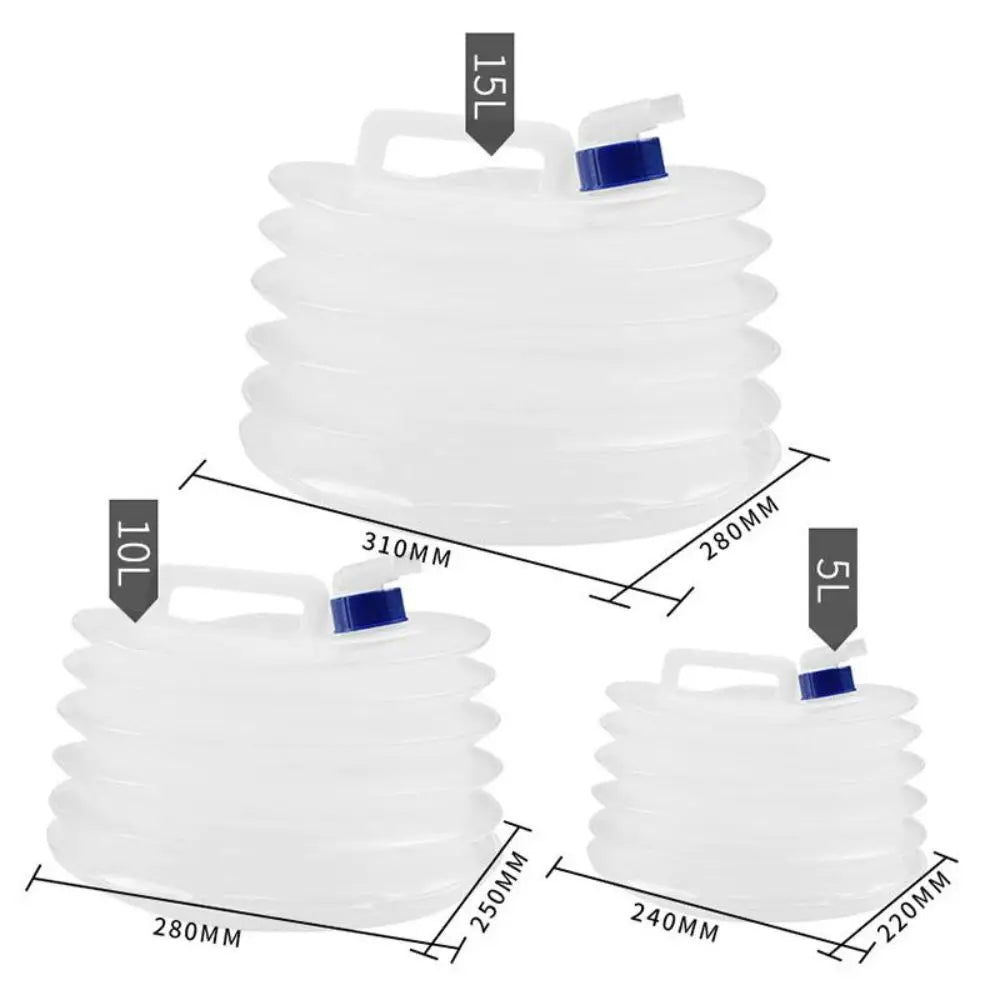 Folding Water Bucket Large Capacity Reusable Water Bag with Faucet Water Storage Container 5L/10L/15 Liters = 1 Gallon, 2.5 Gallons, 3.9 Gallons