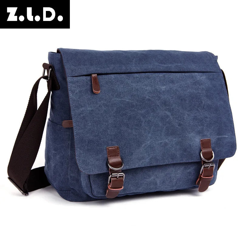 Messenger waterproof canvas cross-body fashionable backpack front lock large capacity computer storage shoulder bag