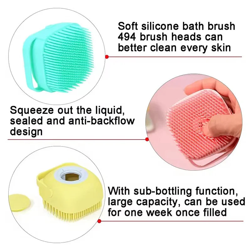 Silicone Pet Bath Massage Brush Shower Scrubber Bubble Maker For Cat Dog Fur Buddies Grooming Deep Clean Hair Remover Household Pet Bathing