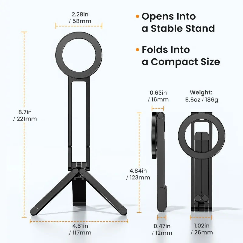 Pocket Magnetic Phone Holder Multifunctional Foldable Tripod Horizontal and Vertical Handheld Photography Live Streaming Stand