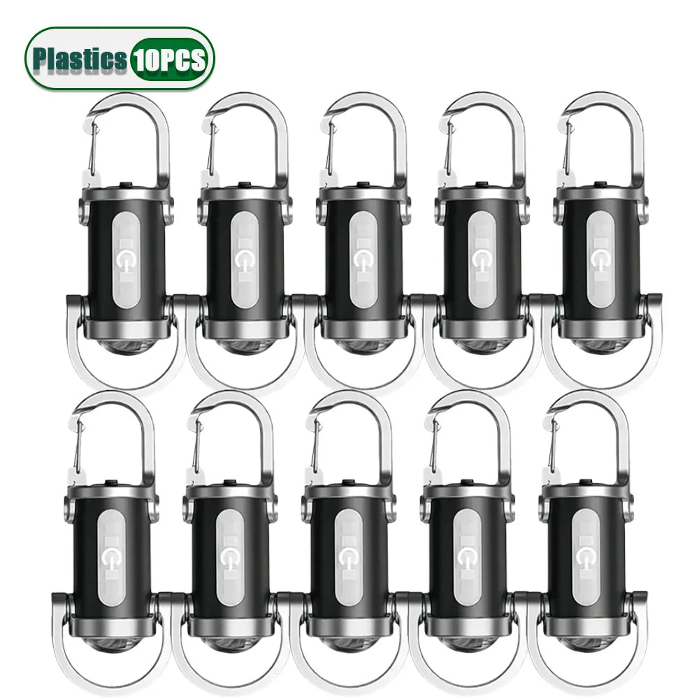 Rechargeable Mini Keychain Light Carabiner Small Pocket Flashlight for Outdoor Hiking Emergency Key Ring