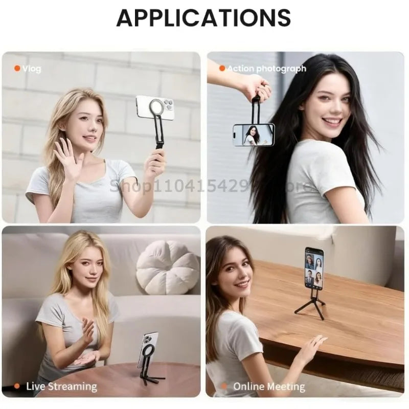 Pocket Magnetic Phone Holder Multifunctional Foldable Tripod Horizontal and Vertical Handheld Photography Live Streaming Stand
