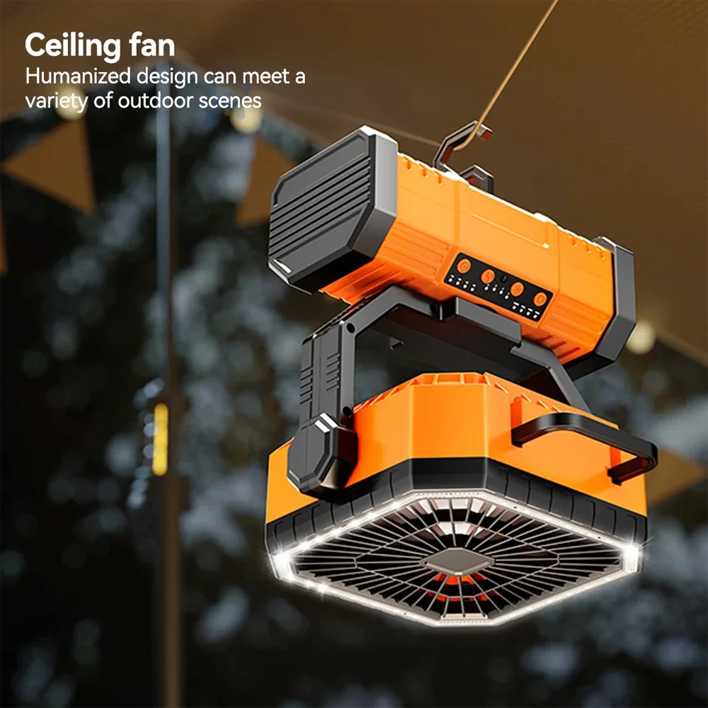 Multifunctional Fan with LED Light USB Outdoor Remote Control Power Bank—Ideal For Outdoor Camping, Desk Fan, Travel Semi-Truck