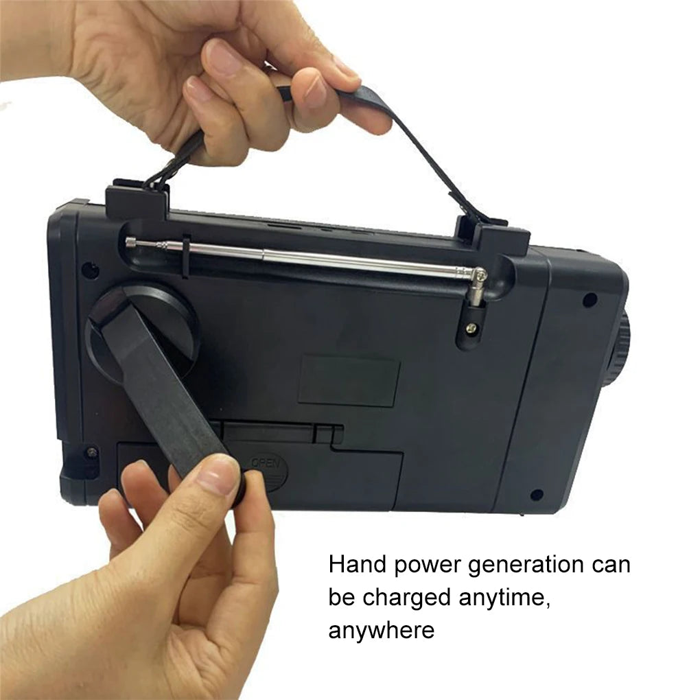 Portable Emergency Solar Power Radio Hand Crank Charging Radio AM FM SW1 SW2 Multi-band Radio with Flashlight Phone Power Bank